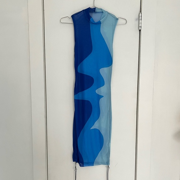 Mesh Ruched Drawstring Mini Dress - Picture 1 of 3